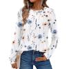 Zeagoo Womens Long Sleeve Tshirts Casual Tunic Tops Work Fashion Cute Sweaters Fall Outfits 2026 Dressy Blouse(White Floral)