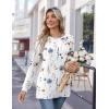 Zeagoo Womens Long Sleeve Tshirts Casual Tunic Tops Work Fashion Cute Sweaters Fall Outfits 2026 Dressy Blouse(White Floral)