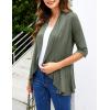 Zeagoo Women’s Open Front Cardigan 3/4 Sleeve Draped Ruffles Soft Knit Sweaters S-3XL(Army Green)