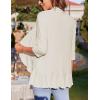 Zeagoo Women’s Open Front Cardigan 3/4 Sleeve Draped Ruffles Soft Knit Sweaters S-3XL(Beige)