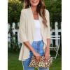 Zeagoo Women’s Open Front Cardigan 3/4 Sleeve Draped Ruffles Soft Knit Sweaters S-3XL(Beige)