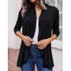 Zeagoo Women’s Open Front Cardigan 3/4 Sleeve Draped Ruffles Soft Knit Sweaters S-3XL(Black)