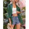 Zeagoo Women’s Open Front Cardigan 3/4 Sleeve Draped Ruffles Soft Knit Sweaters S-3XL(Dark Green)