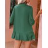 Zeagoo Women’s Open Front Cardigan 3/4 Sleeve Draped Ruffles Soft Knit Sweaters S-3XL(Dark Green)