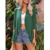 Zeagoo Women’s Open Front Cardigan 3/4 Sleeve Draped Ruffles Soft Knit Sweaters S-3XL(Dark Green)