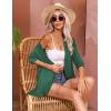 Zeagoo Women’s Open Front Cardigan 3/4 Sleeve Draped Ruffles Soft Knit Sweaters S-3XL(Dark Green)