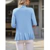 Zeagoo Women’s Open Front Cardigan 3/4 Sleeve Draped Ruffles Soft Knit Sweaters S-3XL(Light Blue)