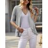 Zeagoo Women’s Open Front Cardigan 3/4 Sleeve Draped Ruffles Soft Knit Sweaters S-3XL(Light Grey)