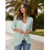 Zeagoo Women’s Open Front Cardigan 3/4 Sleeve Draped Ruffles Soft Knit Sweaters S-3XL(Mint Green)