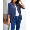 Zeagoo Women’s Open Front Cardigan 3/4 Sleeve Draped Ruffles Soft Knit Sweaters S-3XL(Navy Blue)