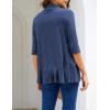 Zeagoo Women’s Open Front Cardigan 3/4 Sleeve Draped Ruffles Soft Knit Sweaters S-3XL(Navy Blue)