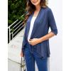 Zeagoo Women’s Open Front Cardigan 3/4 Sleeve Draped Ruffles Soft Knit Sweaters S-3XL(Navy Blue)