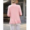 Zeagoo Women’s Open Front Cardigan 3/4 Sleeve Draped Ruffles Soft Knit Sweaters S-3XL(Pink)