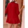 Zeagoo Women’s Open Front Cardigan 3/4 Sleeve Draped Ruffles Soft Knit Sweaters S-3XL(Red)