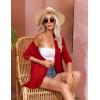 Zeagoo Women’s Open Front Cardigan 3/4 Sleeve Draped Ruffles Soft Knit Sweaters S-3XL(Red)