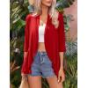 Zeagoo Women’s Open Front Cardigan 3/4 Sleeve Draped Ruffles Soft Knit Sweaters S-3XL(Red)