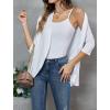 Zeagoo Women’s Open Front Cardigan 3/4 Sleeve Draped Ruffles Soft Knit Sweaters S-3XL(White)