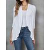Zeagoo Women’s Open Front Cardigan 3/4 Sleeve Draped Ruffles Soft Knit Sweaters S-3XL(White)