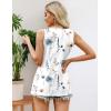 Zeagoo Women’s Summer Tank Tops 2026 Pleated Crew Neck Floral Solid Loose Fit Casual Sleeveless Flowy Boho Tunic Shirts(A-blue Flower)