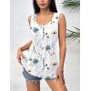 Zeagoo Women’s Summer Tank Tops 2026 Pleated Crew Neck Floral Solid Loose Fit Casual Sleeveless Flowy Boho Tunic Shirts(A-blue Flower)
