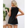 Zeagoo Women’s Summer Tank Tops 2026 Pleated Crew Neck Floral Solid Loose Fit Casual Sleeveless Flowy Boho Tunic Shirts(Black)