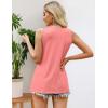 Zeagoo Women’s Summer Tank Tops 2026 Pleated Crew Neck Floral Solid Loose Fit Casual Sleeveless Flowy Boho Tunic Shirts(Coral)