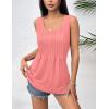 Zeagoo Women’s Summer Tank Tops 2026 Pleated Crew Neck Floral Solid Loose Fit Casual Sleeveless Flowy Boho Tunic Shirts(Coral)