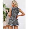 Zeagoo Women’s Summer Tank Tops 2026 Pleated Crew Neck Floral Solid Loose Fit Casual Sleeveless Flowy Boho Tunic Shirts(Floral Black)