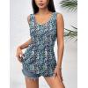 Zeagoo Women’s Summer Tank Tops 2026 Pleated Crew Neck Floral Solid Loose Fit Casual Sleeveless Flowy Boho Tunic Shirts(Floral Blue)