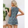 Zeagoo Women’s Summer Tank Tops 2026 Pleated Crew Neck Floral Solid Loose Fit Casual Sleeveless Flowy Boho Tunic Shirts(Floral Blue)