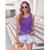 Zeagoo Women’s Summer Tank Tops 2026 Pleated Crew Neck Floral Solid Loose Fit Casual Sleeveless Flowy Boho Tunic Shirts(Floral Purple Printed)