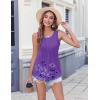 Zeagoo Women’s Summer Tank Tops 2026 Pleated Crew Neck Floral Solid Loose Fit Casual Sleeveless Flowy Boho Tunic Shirts(Floral Purple Printed)
