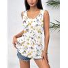 Zeagoo Women’s Summer Tank Tops 2026 Pleated Crew Neck Floral Solid Loose Fit Casual Sleeveless Flowy Boho Tunic Shirts(Floral Yellow)