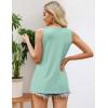 Zeagoo Women’s Summer Tank Tops 2026 Pleated Crew Neck Floral Solid Loose Fit Casual Sleeveless Flowy Boho Tunic Shirts(Mint Green)