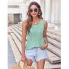 Zeagoo Women’s Summer Tank Tops 2026 Pleated Crew Neck Floral Solid Loose Fit Casual Sleeveless Flowy Boho Tunic Shirts(Mint Green)