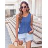 Zeagoo Women’s Summer Tank Tops 2026 Pleated Crew Neck Floral Solid Loose Fit Casual Sleeveless Flowy Boho Tunic Shirts(Royal Blue)