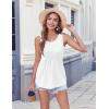 Zeagoo Women’s Summer Tank Tops 2026 Pleated Crew Neck Floral Solid Loose Fit Casual Sleeveless Flowy Boho Tunic Shirts(White)