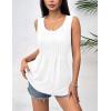 Zeagoo Women’s Summer Tank Tops 2026 Pleated Crew Neck Floral Solid Loose Fit Casual Sleeveless Flowy Boho Tunic Shirts(White)