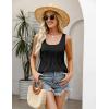 Zeagoo Women’s Summer Tank Tops 2026 Pleated Square Neck Loose Fit Casual Flowy Tunic Sleeveless Shirts(Black)