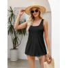 Zeagoo Women’s Summer Tank Tops 2026 Pleated Square Neck Loose Fit Casual Flowy Tunic Sleeveless Shirts(Black)