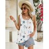 Zeagoo Women’s Summer Tank Tops 2026 Pleated Square Neck Loose Fit Casual Flowy Tunic Sleeveless Shirts(Blue Flower)
