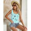 Zeagoo Women’s Summer Tank Tops 2026 Pleated Square Neck Loose Fit Casual Flowy Tunic Sleeveless Shirts(Blue Yellow Flowers)