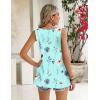 Zeagoo Women’s Summer Tank Tops 2026 Pleated Square Neck Loose Fit Casual Flowy Tunic Sleeveless Shirts(Blue Yellow Flowers)