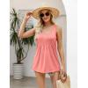 Zeagoo Women’s Summer Tank Tops 2026 Pleated Square Neck Loose Fit Casual Flowy Tunic Sleeveless Shirts(Coral)