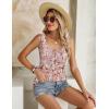 Zeagoo Women’s Summer Tank Tops 2026 Pleated Square Neck Loose Fit Casual Flowy Tunic Sleeveless Shirts(Floral Brown)