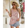 Zeagoo Women’s Summer Tank Tops 2026 Pleated Square Neck Loose Fit Casual Flowy Tunic Sleeveless Shirts(Floral Brown)