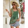 Zeagoo Women’s Summer Tank Tops 2026 Pleated Square Neck Loose Fit Casual Flowy Tunic Sleeveless Shirts(Floral Green)