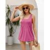 Zeagoo Women’s Summer Tank Tops 2026 Pleated Square Neck Loose Fit Casual Flowy Tunic Sleeveless Shirts(Hot Pink)