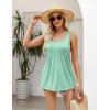 Zeagoo Women’s Summer Tank Tops 2026 Pleated Square Neck Loose Fit Casual Flowy Tunic Sleeveless Shirts(Mint Green)