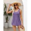 Zeagoo Women’s Summer Tank Tops 2026 Pleated Square Neck Loose Fit Casual Flowy Tunic Sleeveless Shirts(Purple)